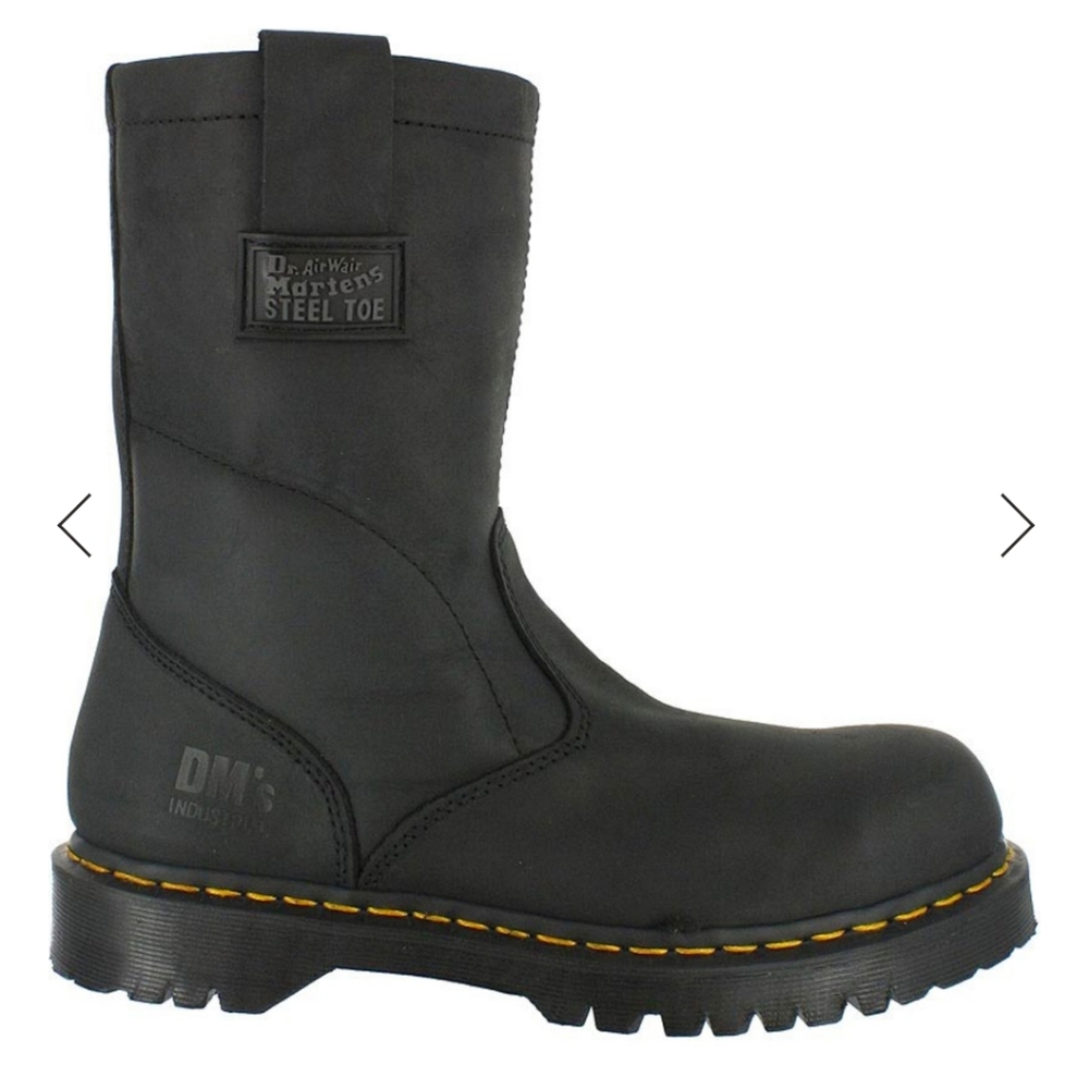 Used Dr. Martens Industrial Black Steel Toe& Slip Resistant Work Boots sz 11